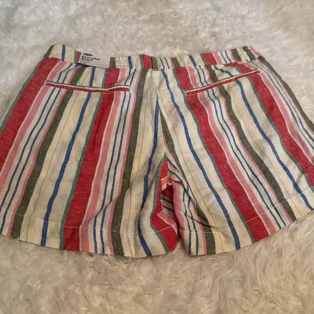 Old Navy Everyday Mid-Rise Striped Linen-Blend‎ Shorts 5-inch Inseam NWT